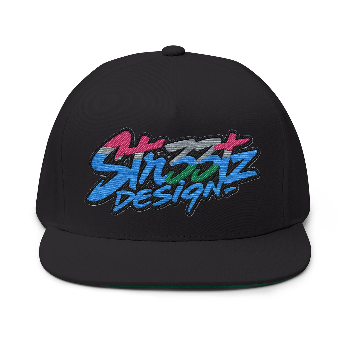 Stylish Embroidered Flat Bill Cap - Streetwear Design