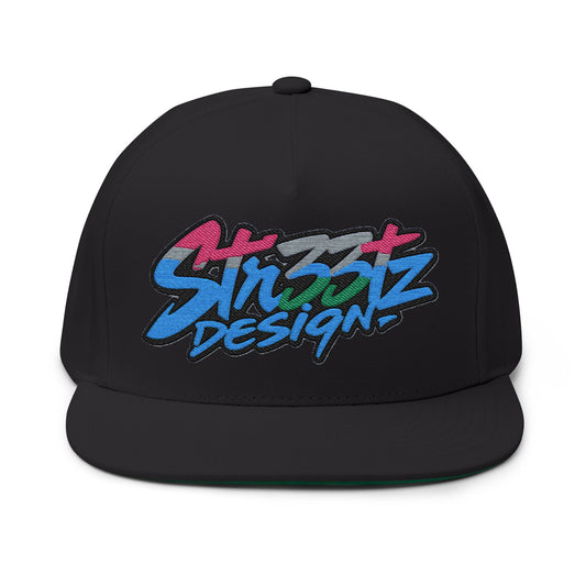 Stylish Embroidered Flat Bill Cap - Streetwear Design